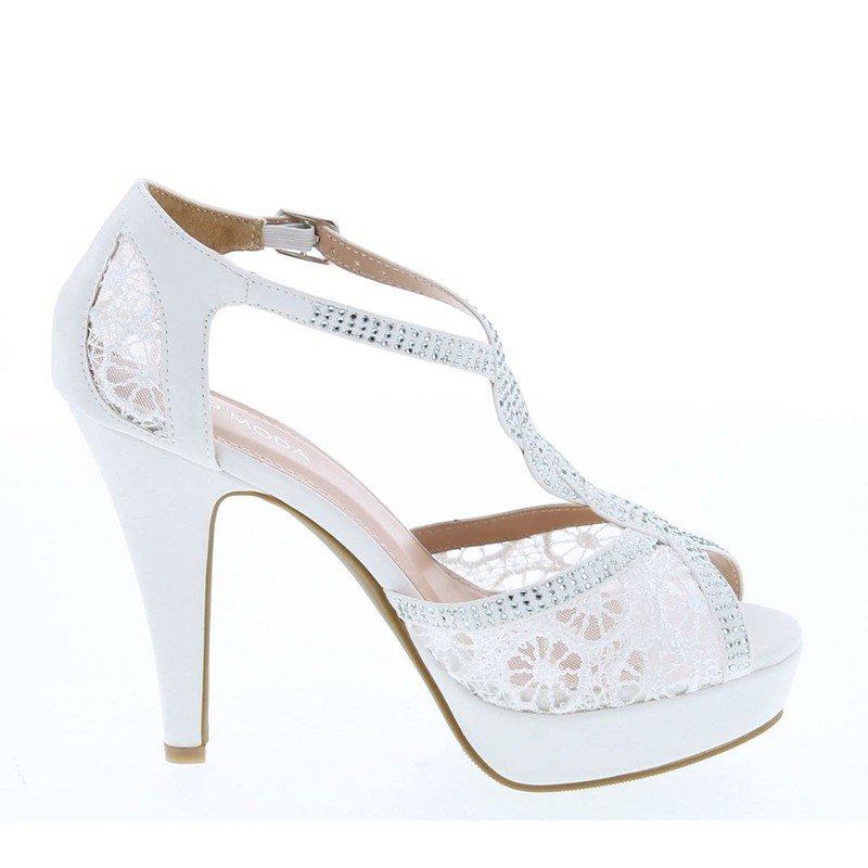 TOP Moda Womens Hy5 Formal Evening Party Lace Ankle T-Strap