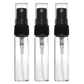 Riverrun Set of 3 Glass Perfume Atomizers Black Fine Mist Sprayer Bonus Key Chain Bottle 4ml .14 oz