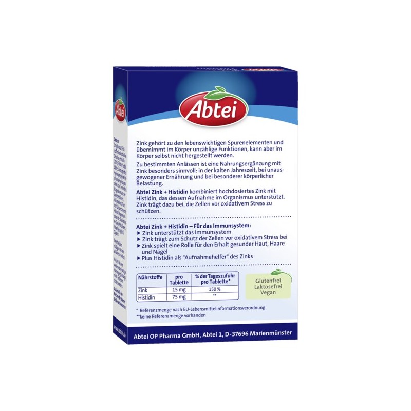 압타이 Abtei 아연 + 히스티딘 30정 10.6g Abtei Zinc +