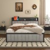 Vecelo Bed Frame with Storage Headboard Power Outlet Full Queen
