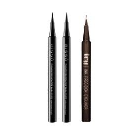 Pack Plumin Delineador Bissú Negro Resistente al Agua, Punta Fina de Precisión + Plumon Delineador IVY |Hecho en Alemania, Resistente al agua, Punta ultra fina - Disponible en Negro y Café (3-Negro/Cafe, 3Pack)