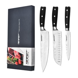 TONIFE Kitchen Knife Set, High Carbon Stainless Steel Cooking Knife, Chef's Knife + Santoku Knife + Small Knife (3PCS)