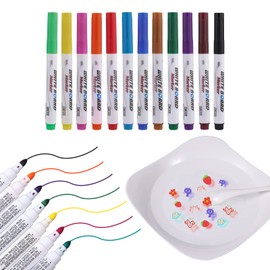 LUTER 12pcs Magic Water Painting Pen, Bright Colors Doodle Water Floating Pens Erasable Whiteboard Watercolor Marker Pens for Kids Adults(12 Colors)