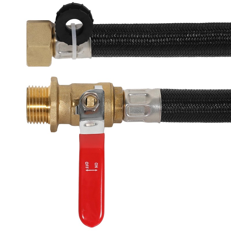 Garden Hose Extension Adapter Short Fitting with Valve,3/4" GHT Solid
