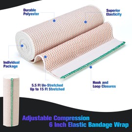 MUSEFITR 6 In Elastic Bandage Wrap 8 Pack, Compression Bandage Wrap for Ankle, Elbow, Knee, Shoulder,Tummy, Body, Premium Sport Support & Injury Recovery, Reusable & Durable