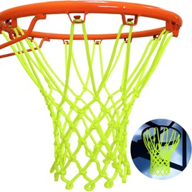 Glow in The Dark Basketball Net - 21" Fluorescent Hoop Accessory with 12 Heavy-Duty Loops - High Visibility Night Basketball Net for Outdoor/Indoor Court - Fits All Standard Rims