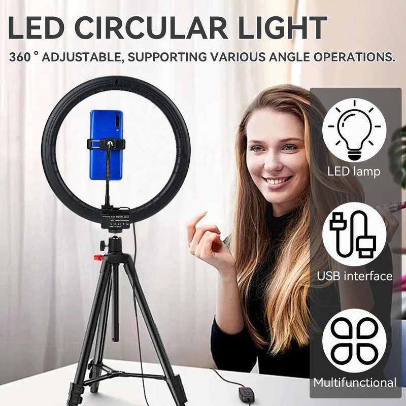 12 Inch Ring Light, 12W 160LED Circle Lights with Ball
