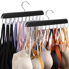 2 Pack Tank Top Hanger, 40 Hooks Large Capacity Bra Hanger for Closet Organizers & Storage, Bra Organizer Closet, Tank Top Hangers Space Saving for Sports Bras, Tank Top (Black, 2 Pack)