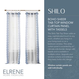 Elrene Home Fashions Shilo Boho Vorhang mit Quasten, 132,1 x 213,4 cm, Indigo