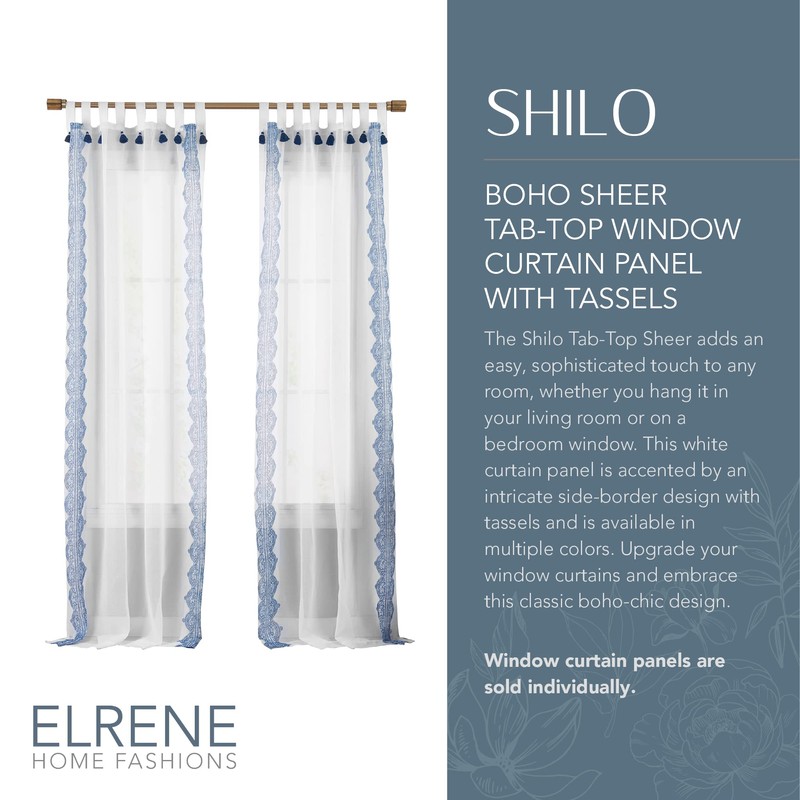 Elrene Home Fashions Shilo Boho Vorhang mit Quasten, 132,1 x