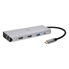 Monoprice 13-in-1 Dual-HDMI + DisplayPort Multi-Stream Transport (MST) Triple Monitor Docking Station - 4K, 5Gbps USB A, Ethernet, Card Reader, 100W PD, Silver