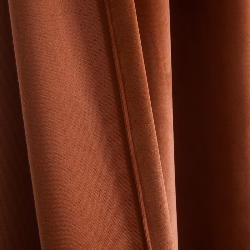 Roslynwood Luxury Soft Pumpkin Velvet Curtains 108 inches Long Back
