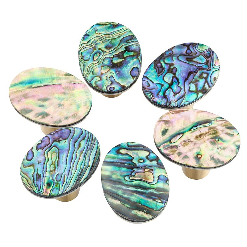 KYEYGWO Pack of 4 Abalone Shell Furniture Knobs, White Shell