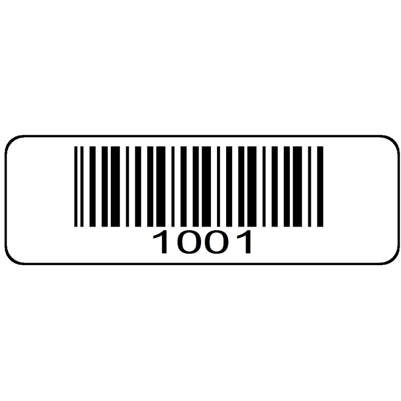 1000 Numbered Labels, Pre Printed Serial Barcodes 1-1/2" x 1/2"