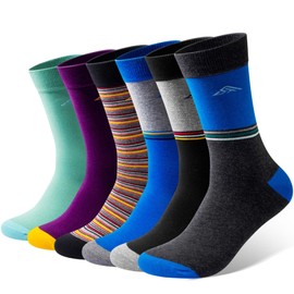 TENYSAF Cotton Dress Socks for Men: Business Crew Patterned Casual Mens Socks for Gift 6 Pairs