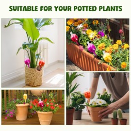 4Pcs Iridescent Self Watering Globes for Water Plants While Away, Vacation Plant Watering Devices, Decorative Planter Inserts Indoor/Outdoor, Rose Flower Water Bulbs Made From Hand-Blown Glass, 100ML