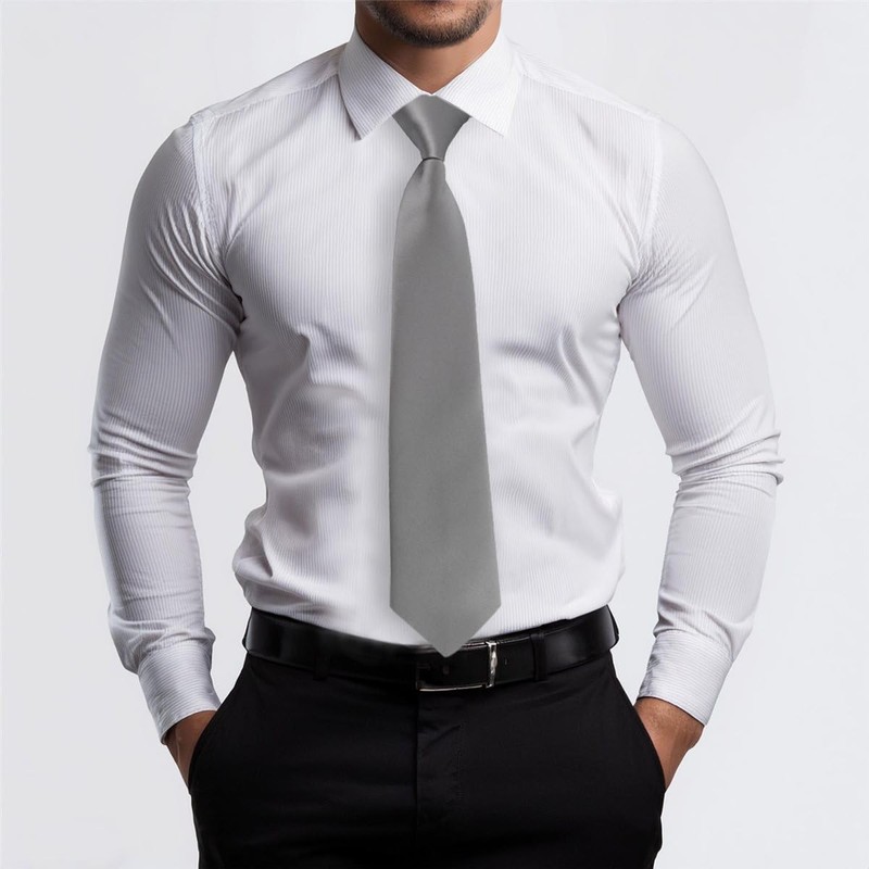 TigerTie Designer Tie in Plain – Tie Cravat - silver