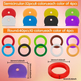 72pcs Key Caps Covers Set,Key Identifier Tag Covers Key Identifier Rings Key Color Covers Key Caps Tags Key Toppers for Office House Apartment(2 Styles)