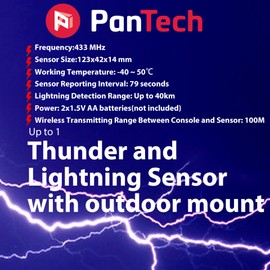 PanTech Weather Station Thunder and Lightning Sensor Compatible with a PanTech Weather Station PT-HP2550/HP2553/HP2564/GW1201/WS3900