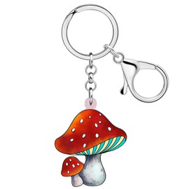 YINYA Acrylic Cute Mushroom Keychain Plant Jewelry for Women Girls Kids Gifts Purse Car Keyrings Accessories Charm Decor (Cherry)