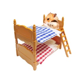 Hamster Bunk Bed for Guinea Pig 2 Bed Set with Ladder Mini House Habitats Furniture Accessories for Herret Chinchillas Squirrels Gliders