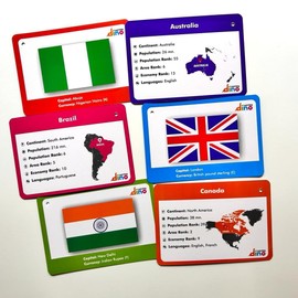 Flags of The World Flashcards | Covers 50 Countries with Country Flag, Map, Economy, Language, Currency & More | Helps Kids Learn Geography in a Fun Way | Premium Quality | by Learning Dino