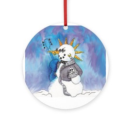 CafePress Punk Rocker Snowman Ornament Round 4" MDF Holiday Ornament