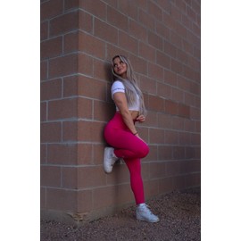 TRYTO Easy Seamless Scrunch Effortless Leggings Workout Regular Length Hot Pink Large