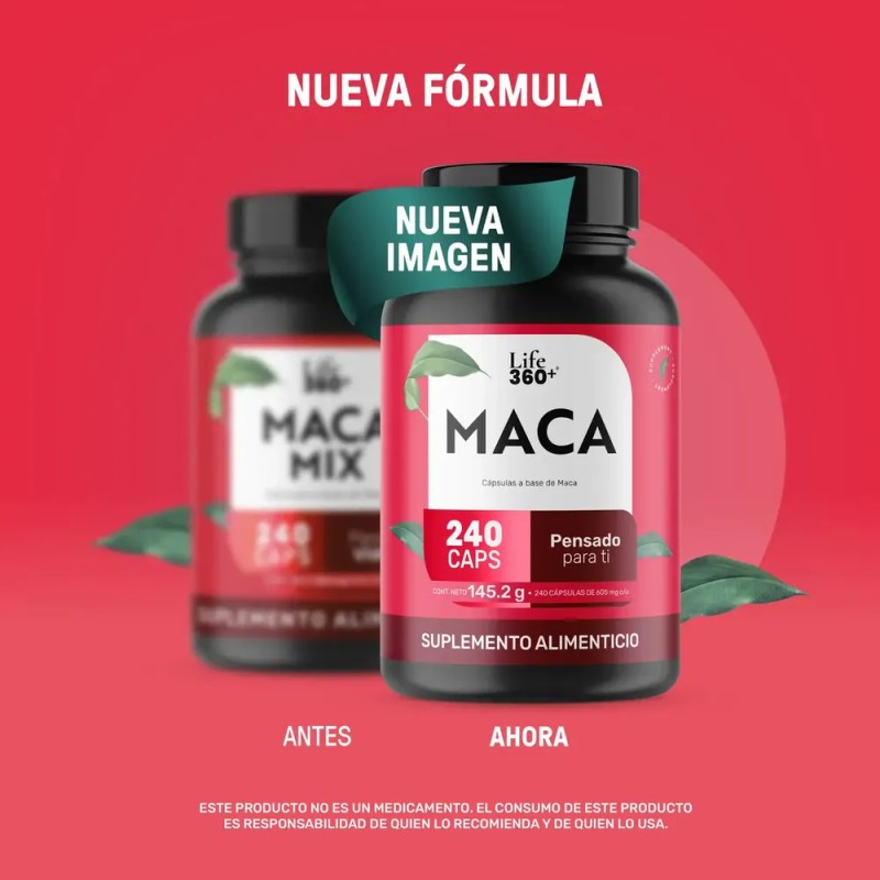 Maca Mix - Maca Negra, Amarilla y Roja 240 Cápsulas