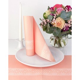 50 Napkins Lace 40 x 40 cm Fabric-Like Airlaid Scarlett, Colour: Peach