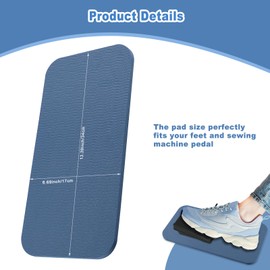 Sewing Machine Pedal Footrest Mat, 13.4x6.7 Inch Waterproof Sewing Machine Foot Pedal Pad Non Slip Skid Sewing Machine Muffling Mat Accessories for Quilting Sewing, Easy to Clean (Blue)