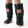 Leg Guard 010 (Premium Leather), Black, One Size Fits Most, Large (Large), Shin Support for Kickboxing Karate, GLOBAL SPORTS Global Sports