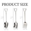6 Pieces Small Shovel Spoon Fork Stainless Steel Dessert Spoons
