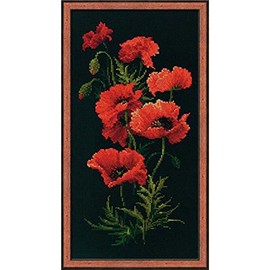 Riolis Kreuzstich Mohn Set, Mehrfarbig