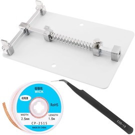 Youmile PCB Holder Fixed Fixture Clamp Reparing Tool 12 * 8cm Motherboard PCB Circuit Board Holder adjustable fixed,with Solder wire CP2515 ESD-15 Tweezers for Circuit board repair