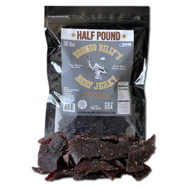 Bronco Billy's Beef Jerky Maple Peppered Half Pound Resealable Bag, Made in USA with USDA Beef, Real Maple Syrup, Cracked Black Pepper