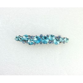 Faship Gorgeous Aqua Premium Rhinestone Crystal Floral Small Hair Barrette Clip