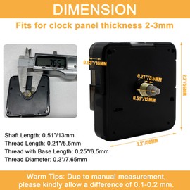suiwotin 1pc Clock Mechanism Replacement, 13mm/0.51 Inch Shaft Length Wall Clock Mechanism, Quartz Clock Movement, DIY Silent Movement Mechanism Replacement (Thread: 0.21"/5.5mm)