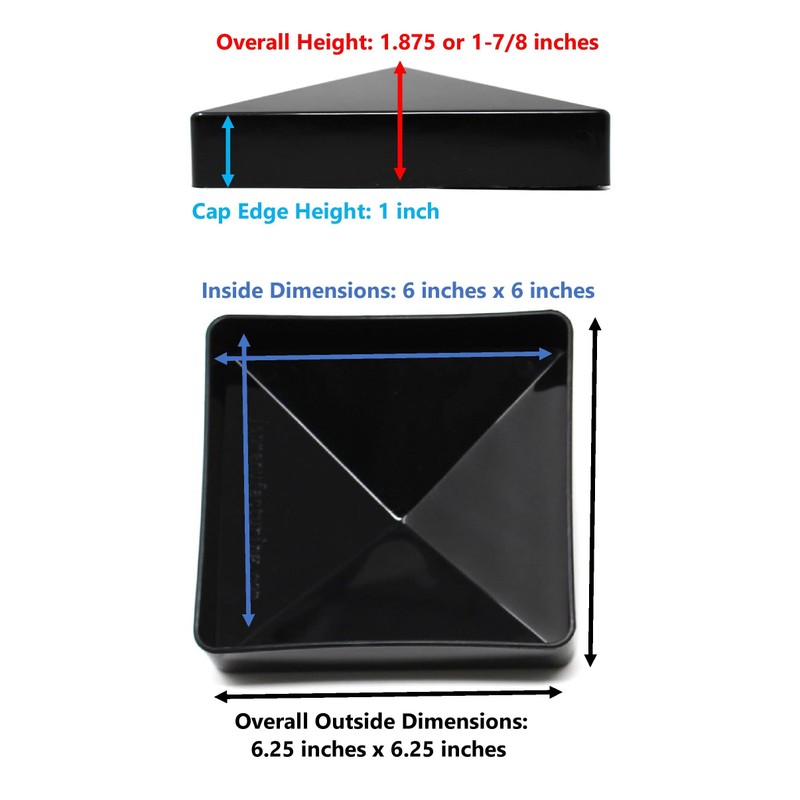 True 6x6 (155mm x 155mm) Plastic Pyramid Vinyl Fence Post
