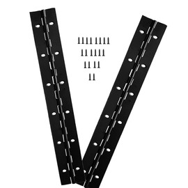 12 Inch Long Black Stainless Steel Continuous & Piano Hinges,2 Inch Open Width 0.04" Thick Stainless Steel Piano Hinge for Wood Furniture Mailbox Tool Storage Boxes Cabinets Door Hinges,2 Pieces