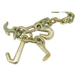 Mytee Products (2 Pack 5/16" x 6' Grade 70 Tow Chain w/RTJ Cluster Hooks & Grab Hooks w/Enlarged Links 4700 LBS WLL - Transport Tow Truck Chains for Car Towing Wrecker Recovery - Plain on One End