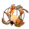 Elements Black Metal Wire Pumpkin with Artificial Leaves and LED