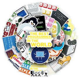 50 Packs Programming Stickers Water Bottles Laptop Phone Motorcycle Computer Guitar Skateboard Hydroflasks Programmers Vinyl Sticker Waterproof Aesthetic Trendy Decals for Teens Girls Adults