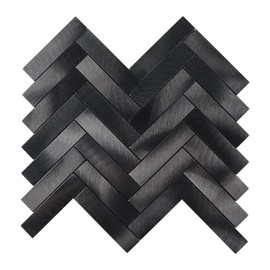HOMEART Herringbone Tile Peel and Stick Backsplash, 6 Sheets Brushed Metal Self Adhesive Mosaic Stick on Wall Tiles for Kitchen Bathroom Fireplace (Pewter)