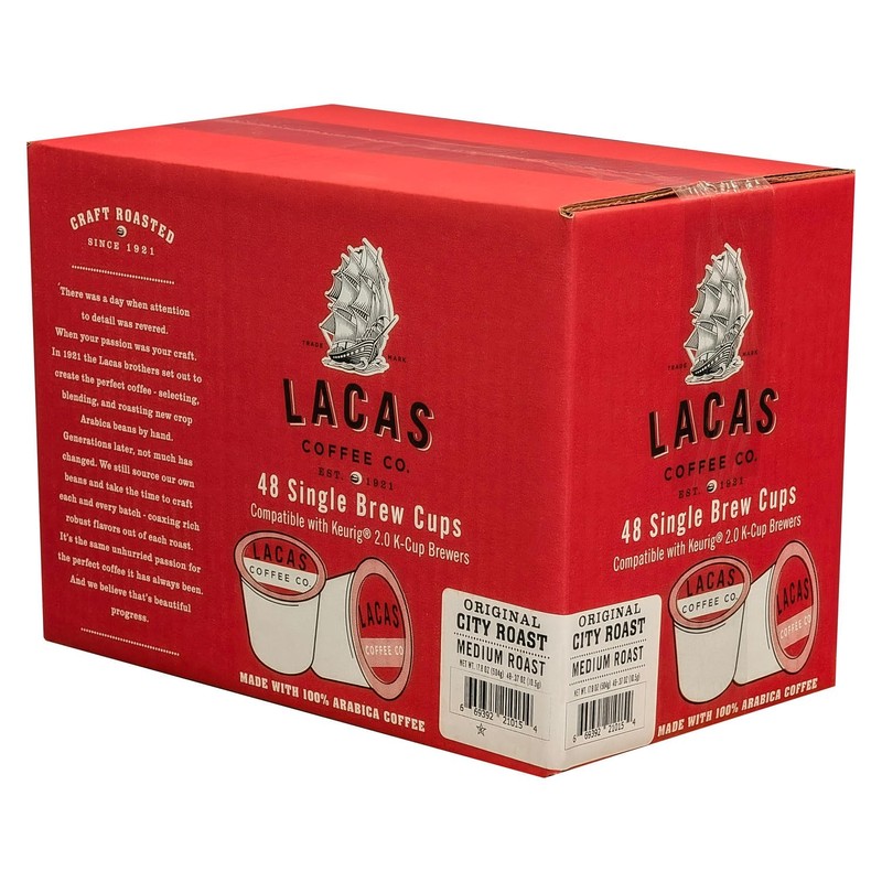 Lacas Coffee Original City Roast Single Serve Cups, Compatible with