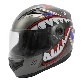DOT Youth Helmet Off-Road Motocross Full Face Helmet ATV Dirt Bike Racing for Youth Child Kids Big Shark Mouth Pattern