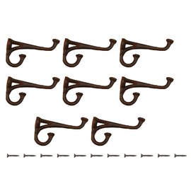 Midwest Craft House 8 Rustic Cast Iron Coat Hat Wall Hooks Restore School Farm Towel Bath Kitchen