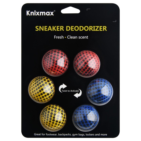 Knixmax Schuhdeodorants Lufterfrischer für Sneaker, Sportrucksäcke, Schließfächer - Bunte Matrix/Kölner/6er-Pack