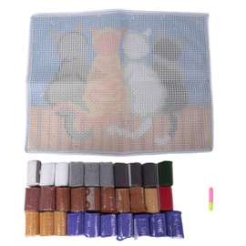 Peakloong Latch Hook Rug Kits Crocheting Carpet Rug Cats Yarn Pre-Printed Canvas Cushion Mat Crochet Tapestry Sofa Decor