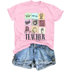 in My Teacher Era Shirt Women Teacher Shirts Teaching Life Shirts Back to School Tees Tops Light Pink